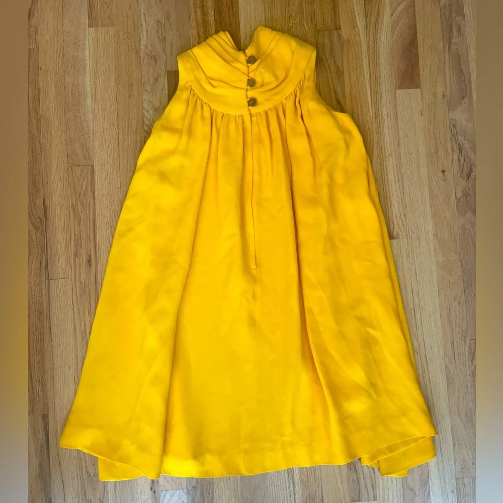 Vintage Young Naturals Swing Dress With Gathered Neckline and Gold Buttons - Picture 2 of 8
